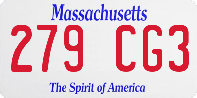 MA license plate 279CG3