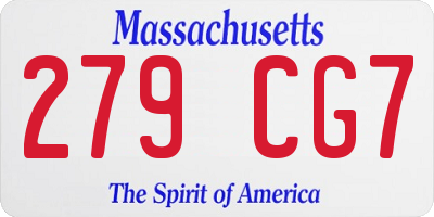 MA license plate 279CG7