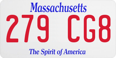 MA license plate 279CG8