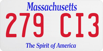 MA license plate 279CI3