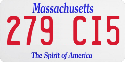 MA license plate 279CI5