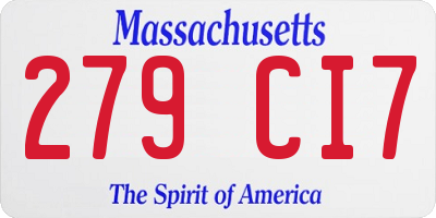 MA license plate 279CI7