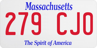 MA license plate 279CJ0