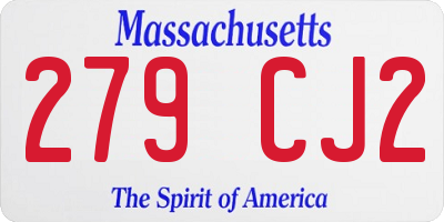 MA license plate 279CJ2