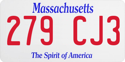 MA license plate 279CJ3