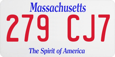MA license plate 279CJ7