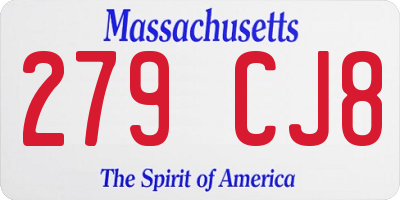MA license plate 279CJ8