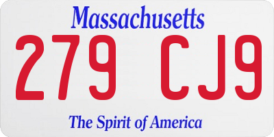MA license plate 279CJ9