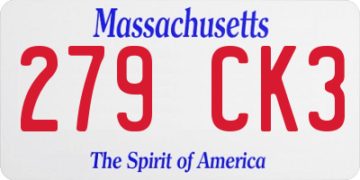 MA license plate 279CK3
