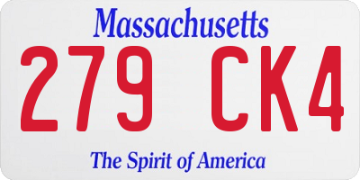 MA license plate 279CK4