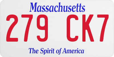 MA license plate 279CK7