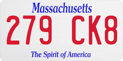 MA license plate 279CK8