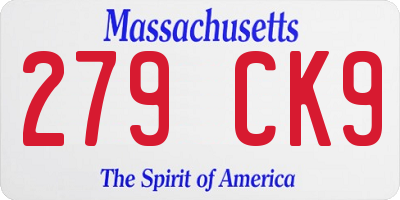 MA license plate 279CK9