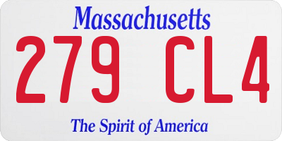 MA license plate 279CL4