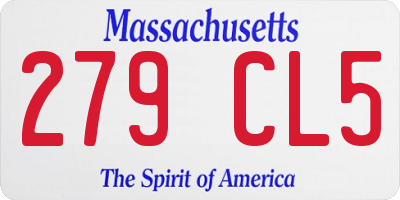 MA license plate 279CL5