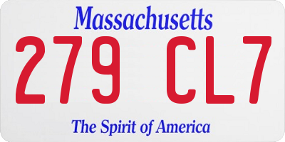 MA license plate 279CL7