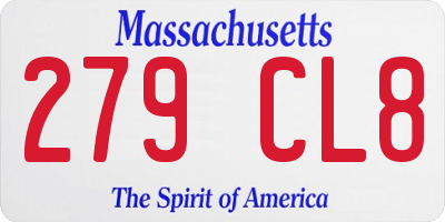 MA license plate 279CL8