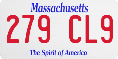 MA license plate 279CL9