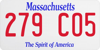 MA license plate 279CO5