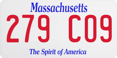 MA license plate 279CO9