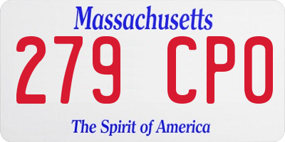 MA license plate 279CP0