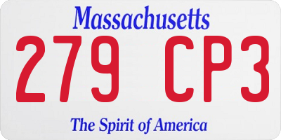 MA license plate 279CP3