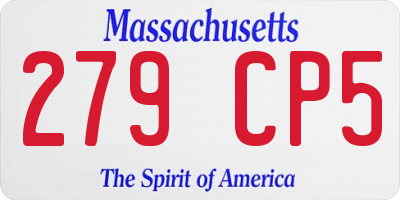 MA license plate 279CP5
