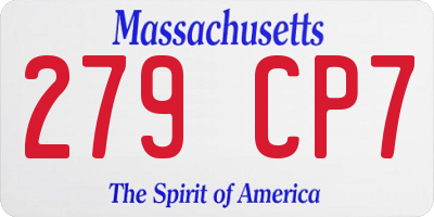 MA license plate 279CP7