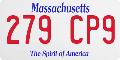 MA license plate 279CP9