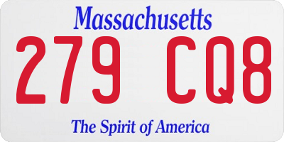 MA license plate 279CQ8