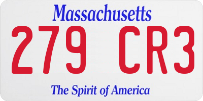MA license plate 279CR3