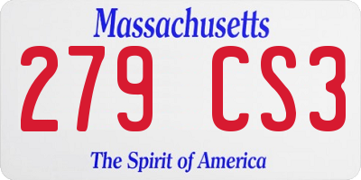 MA license plate 279CS3