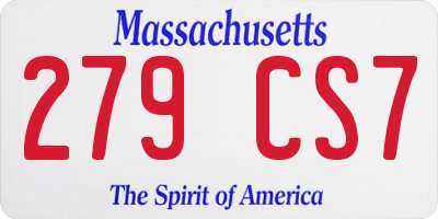 MA license plate 279CS7