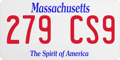 MA license plate 279CS9