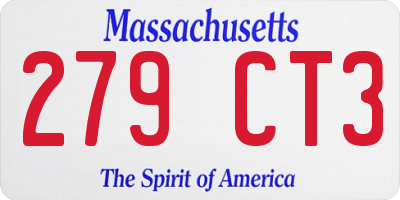 MA license plate 279CT3