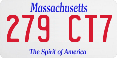 MA license plate 279CT7