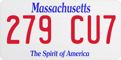 MA license plate 279CU7