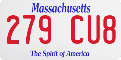MA license plate 279CU8
