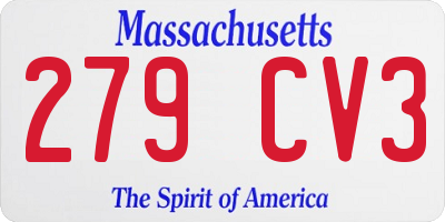 MA license plate 279CV3