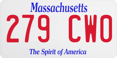 MA license plate 279CW0