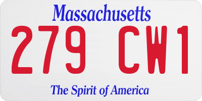 MA license plate 279CW1