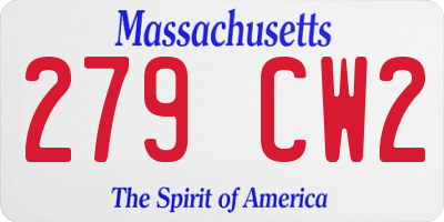 MA license plate 279CW2