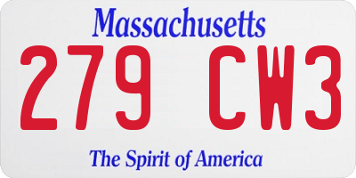 MA license plate 279CW3