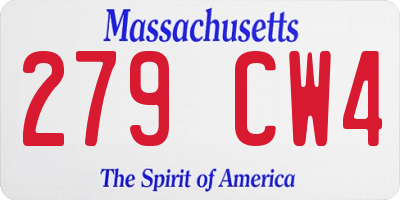 MA license plate 279CW4