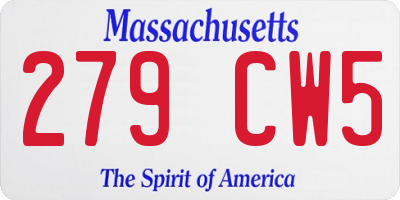 MA license plate 279CW5