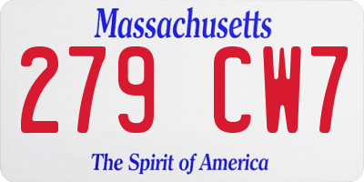 MA license plate 279CW7