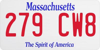 MA license plate 279CW8
