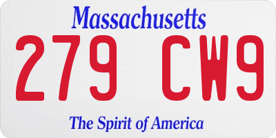 MA license plate 279CW9