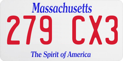MA license plate 279CX3