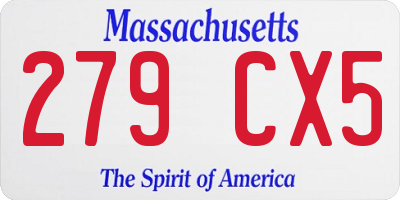 MA license plate 279CX5